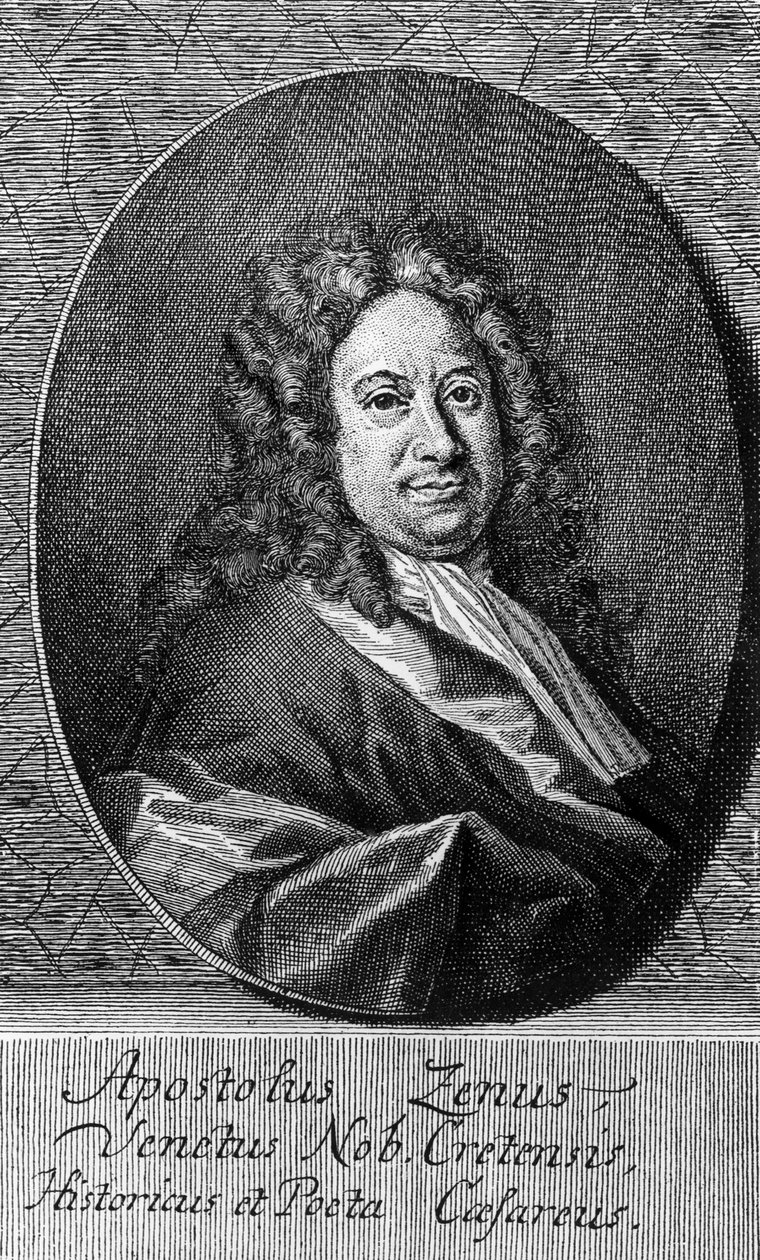 Portræt af Apostolo Zeno (ca. 1668-1750), italiensk digter, librettist, journalist og litterat, kobberstik af Unbekannt Unbekannt