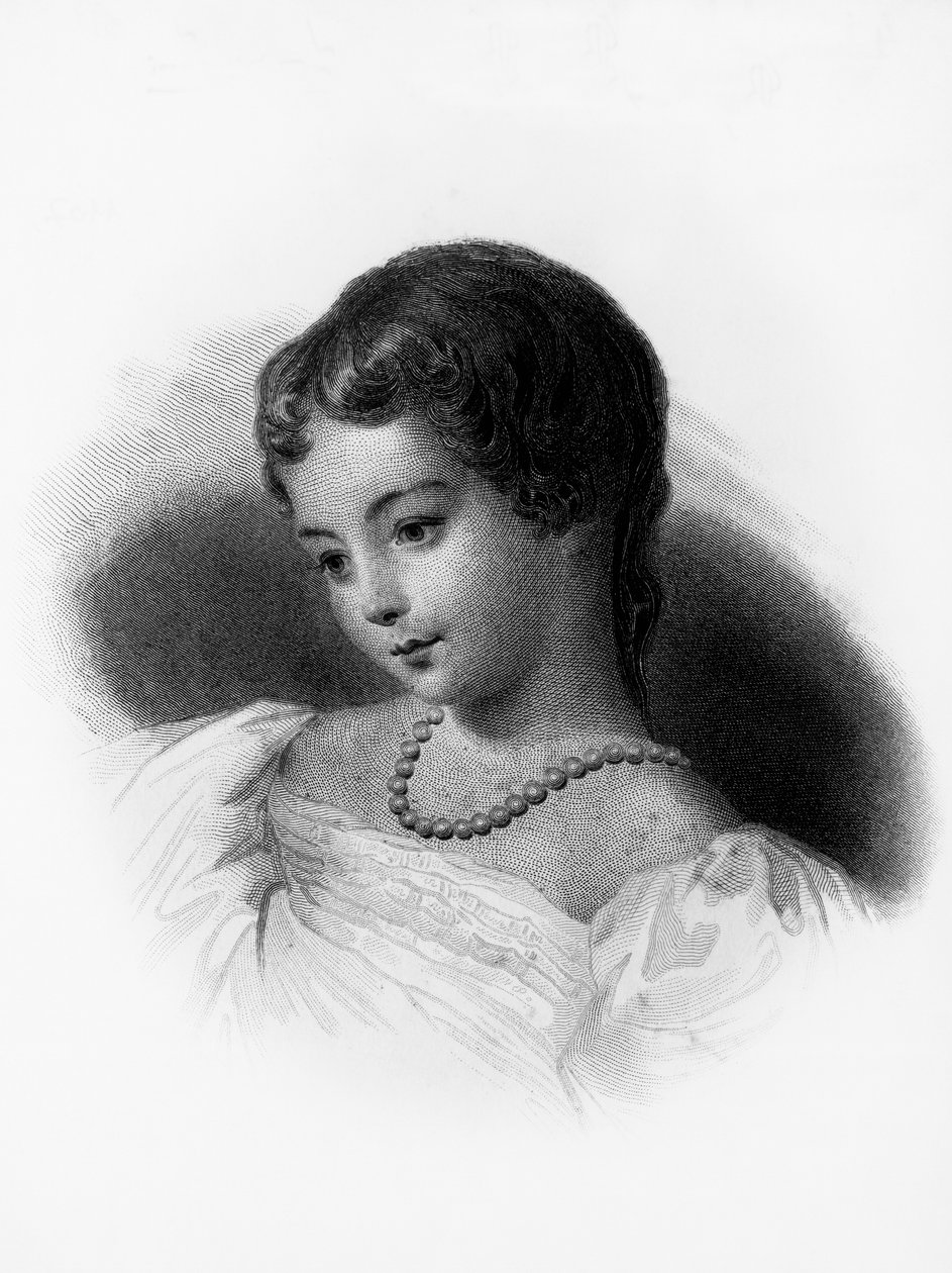 Portræt af Augusta Ada Byron, grevinde af Lovelace (1815-1852), engelsk matematiker og forfatter, hun betragtes som den første computerprogrammør, gravering af Unbekannt Unbekannt