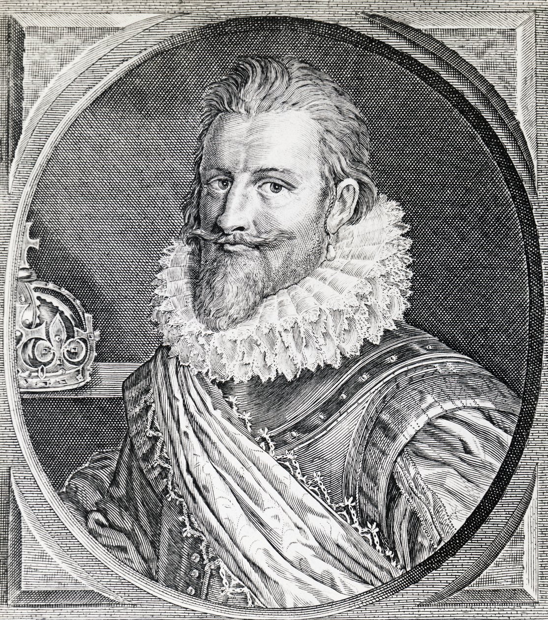 Portræt af Christian IV (1588-1648), konge af Danmark og Norge, stik af Unbekannt Unbekannt
