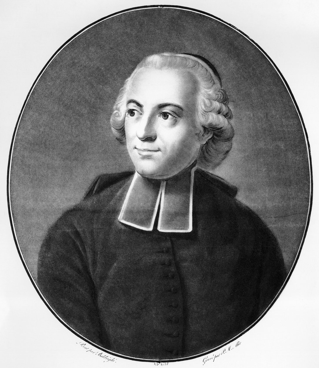 Portræt af Etienne Bonnot de Condillac (1714-1780), fransk økonom, filosof og epistemolog, der studerede inden for områder som psykologi og sindsfilosofi, gravering af Unbekannt Unbekannt