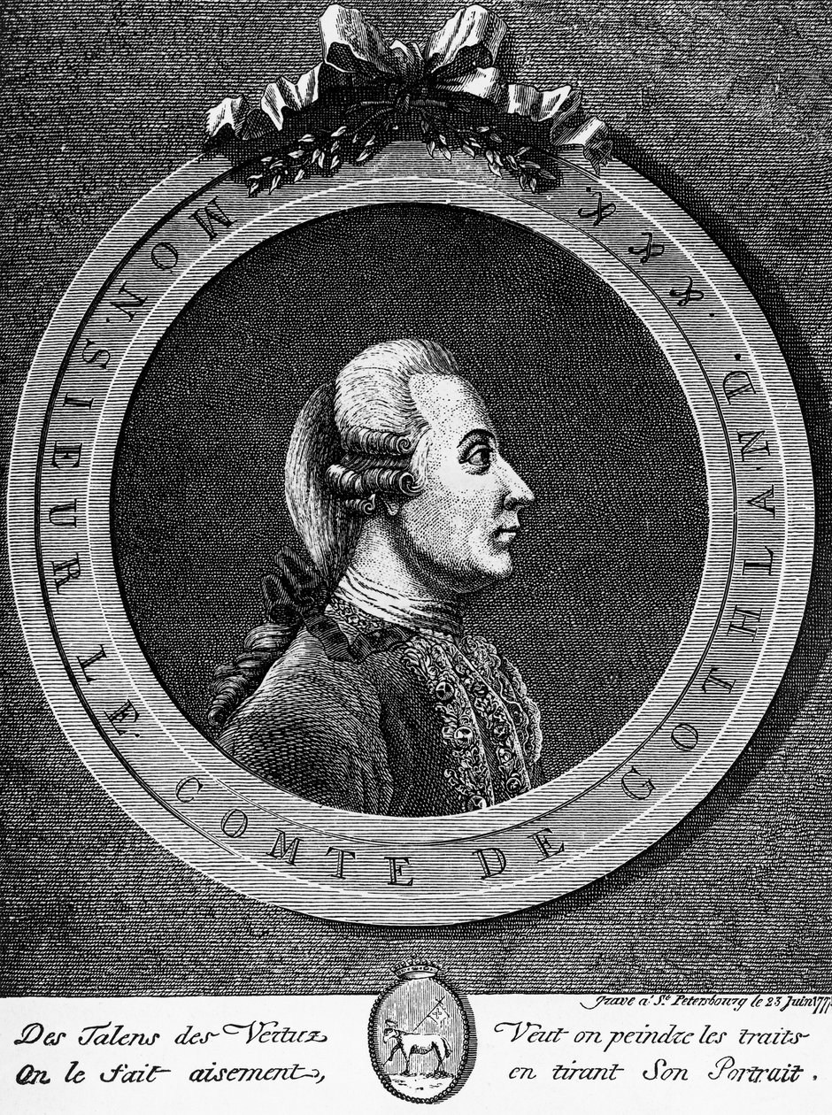 Portræt af Gustav III (1746-1792), konge af Sverige fra 1771, kobberstik af Unbekannt Unbekannt