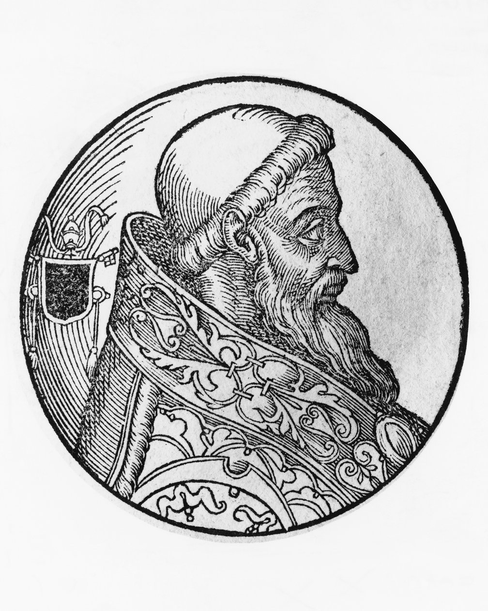 Portræt af Honorius I (død 638), 70. pave i den katolske kirke fra 625, gravering af Unbekannt Unbekannt