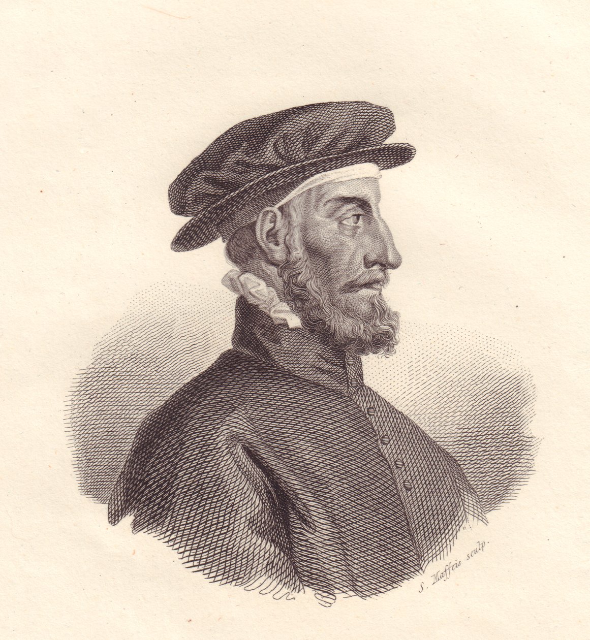 Portræt af den italienske forlægger og trykker Paolo Manuzio (1512-1574) kobberstik af S. Maffeis af Unbekannt Unbekannt