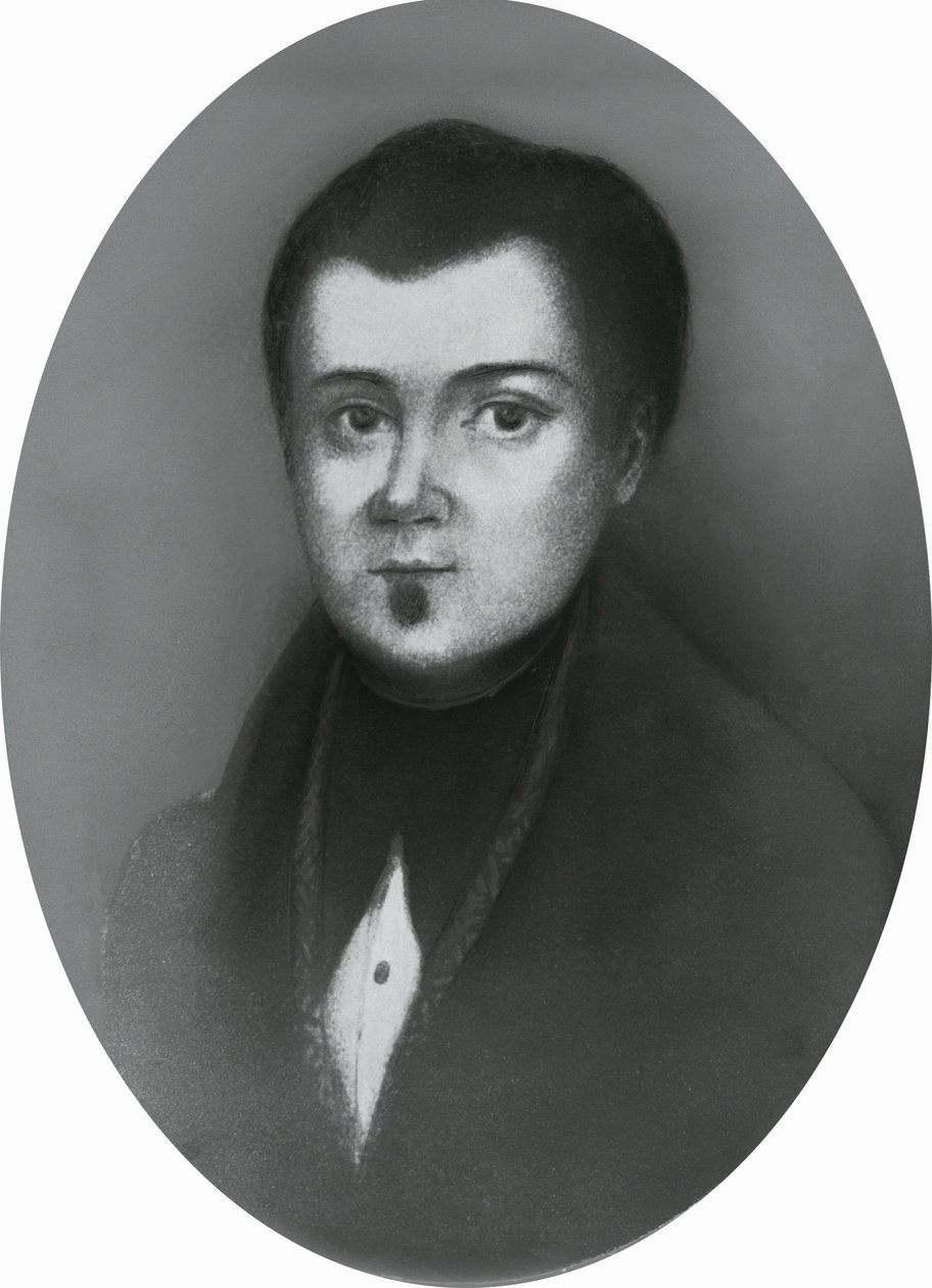 Portræt af Jacopo Ruffini (1805-1833), italiensk læge og patriot, kobberstik af Unbekannt Unbekannt