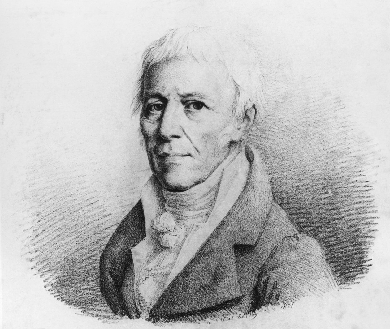 Portræt af Jean-Baptiste Pierre Antoine de Monet, Chevalier de Lamarck (1744-1829), fransk naturforsker, zoolog, biolog, akademiker og forløber for Darwins evolutionsteori, gravering af Unbekannt Unbekannt