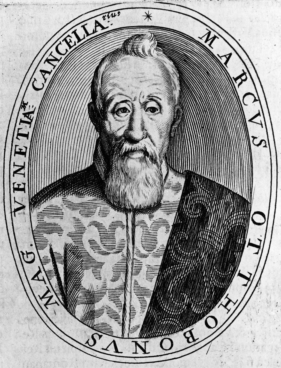 Portræt af Marco Ottoboni (1554-1649), storkansler i Venedig, gravering af Unbekannt Unbekannt