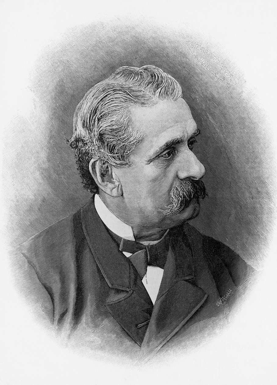 Portræt af Paolo Ferrari (1822-1889), italiensk dramatiker og forfatter, gravering af Unbekannt Unbekannt