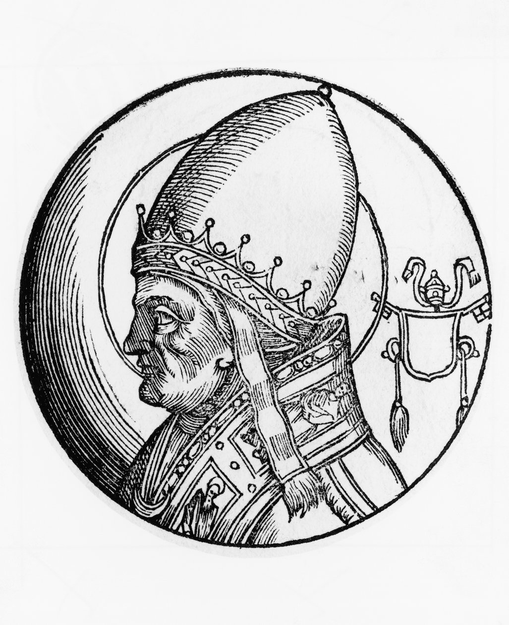 Portræt af Saint Boniface IV (død 615), 67. pave i den katolske kirke fra 608, gravering af Unbekannt Unbekannt