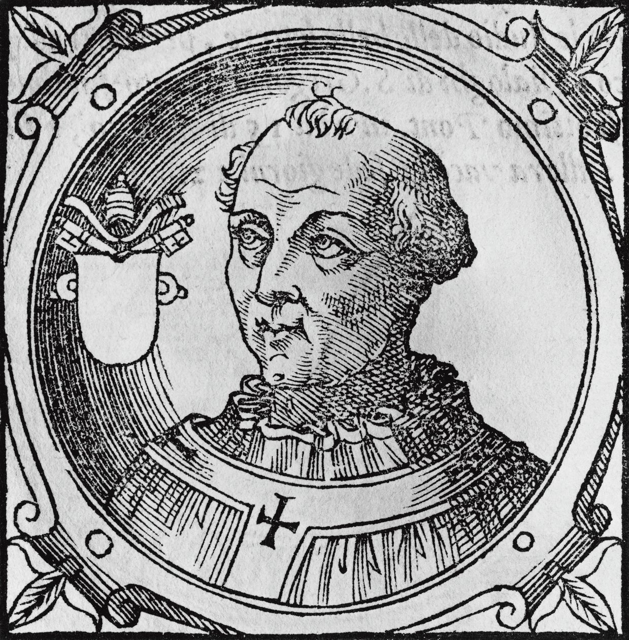 Portræt af Stephen II, eller III (ca 714-757), 92. pave i den katolske kirke fra 752, gravering af Unbekannt Unbekannt