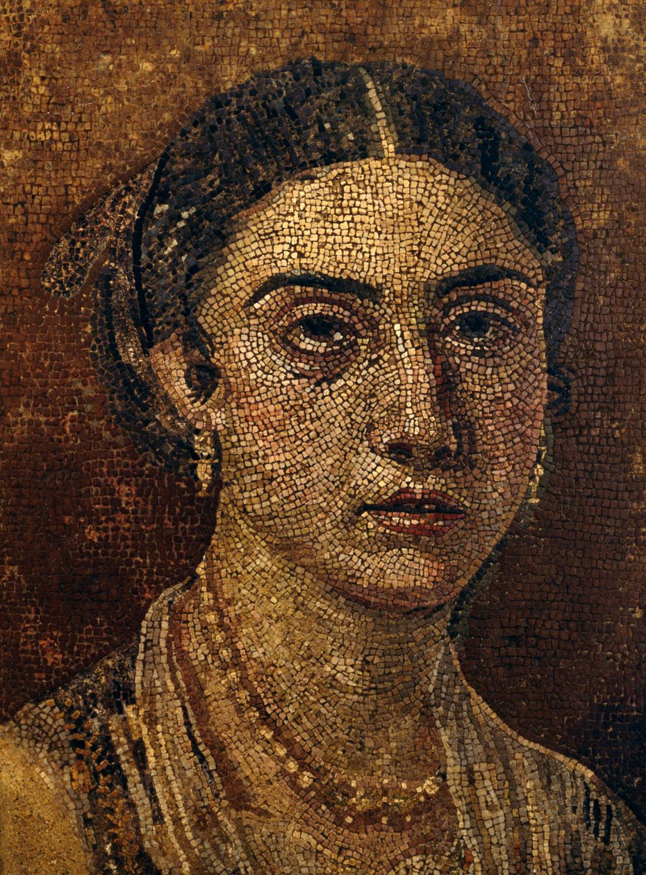 Portræt af en ung kvinde, mosaik fra Herculaneum. romersk civilisation af Unbekannt Unbekannt