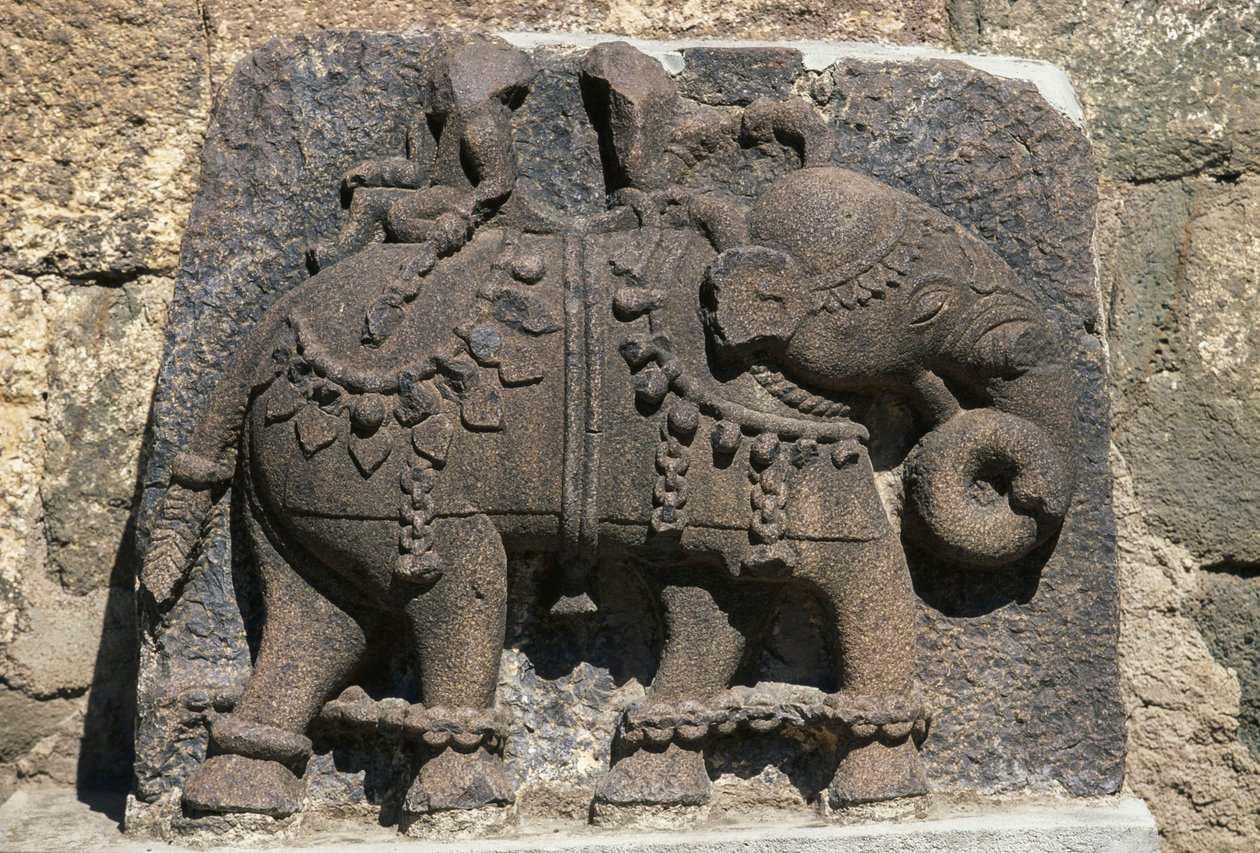Relief af elefant, Daulatabad (Devagiri) Fort, Maharashtra, Indien af Unbekannt Unbekannt