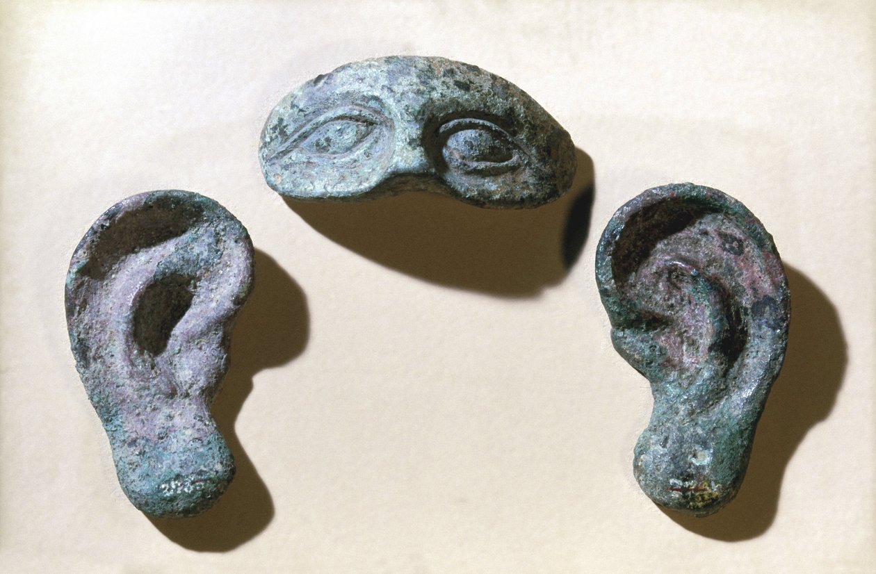 Romerske romerske votivøjne og ører, bronze, 200 f.Kr.-100 e.Kr af Unbekannt Unbekannt