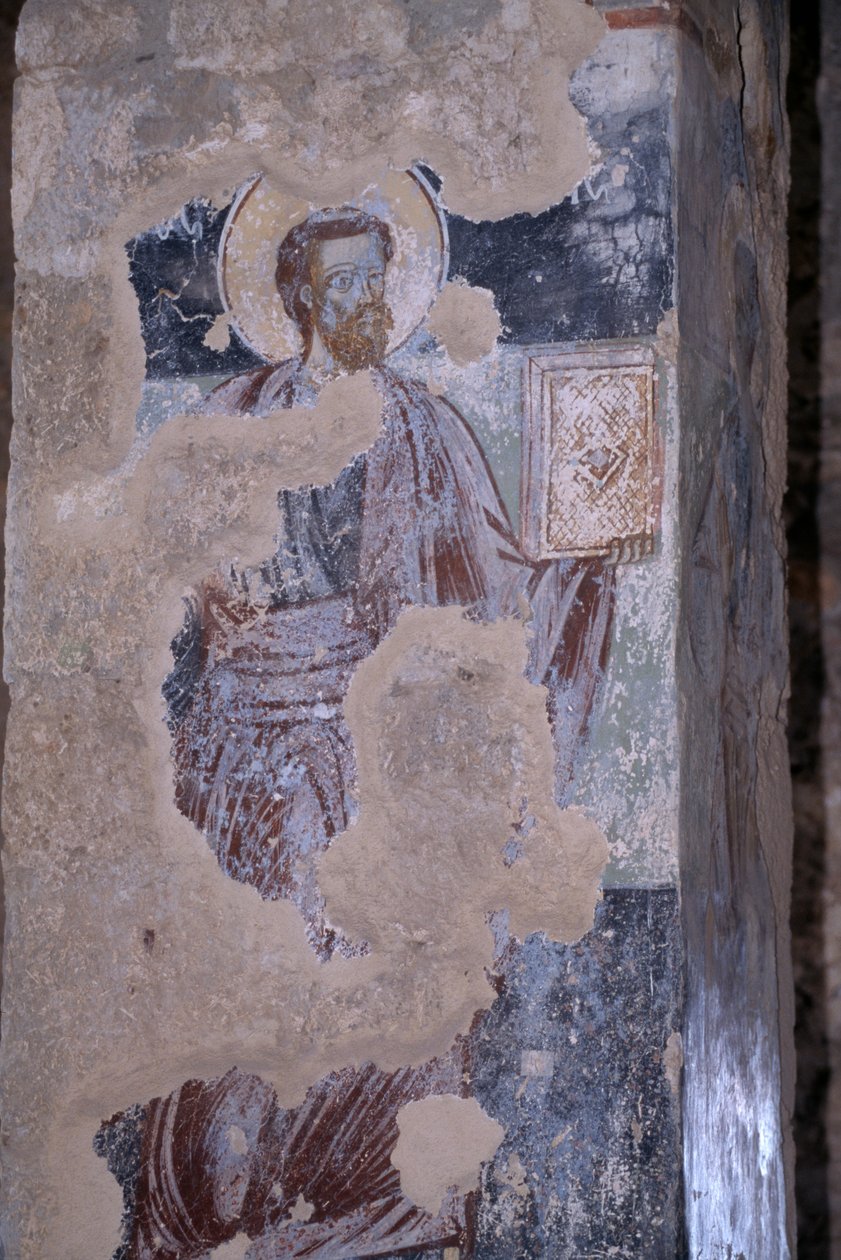 Saint, fresco i kirken Agios Nikolaos, byzantinske by Mystras (UNESCOs verdensarvsliste af Unbekannt Unbekannt