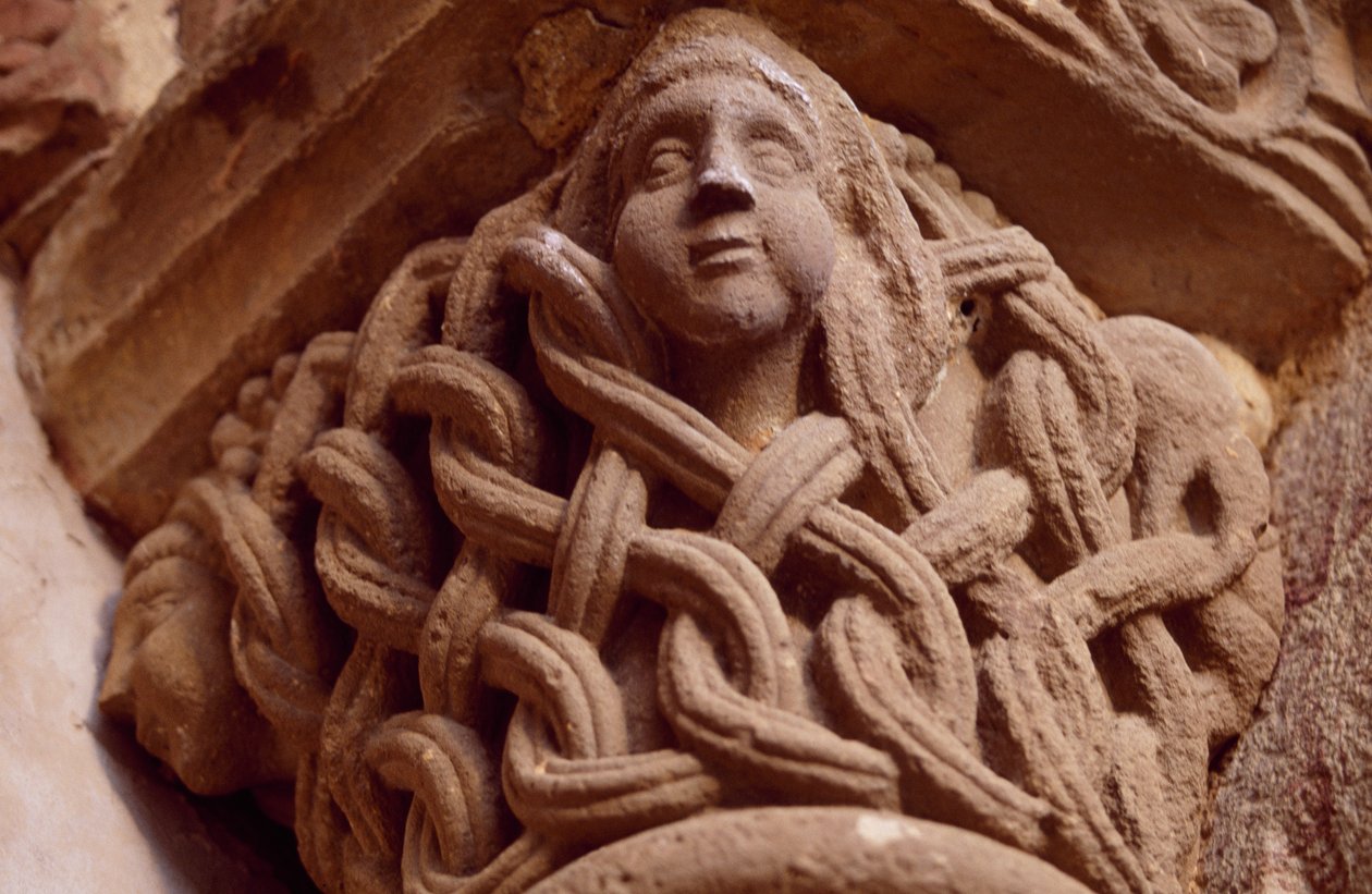 Spanien, Navarra, klosteret for den hellige frelser af Leyre, Porta Speciosa, dekoreret hovedstad af Unbekannt Unbekannt