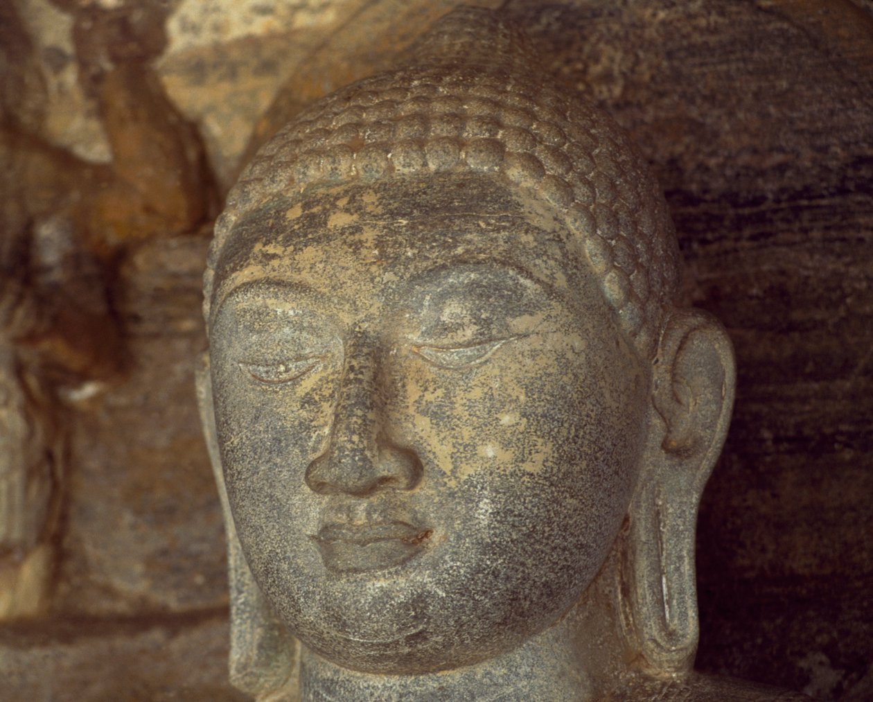 Sri Lanka, Polonnaruwa, detalje af statue af Buddha af Gal Vihara (UNESCOs verdensarvsliste af Unbekannt Unbekannt