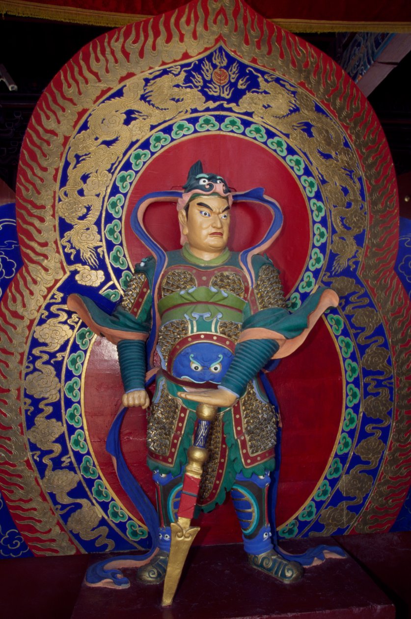 Statue af en kriger inde i træpagoden Yingxian (eller Sakyamuni Pagoda) nær Datong, Kina. kinesisk civilisation af Unbekannt Unbekannt