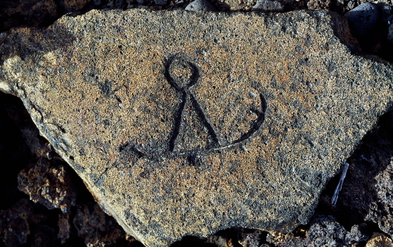 Stengravering, Puako Petroglyph Archaeological District, Island of Hawaii, USA af Unbekannt Unbekannt