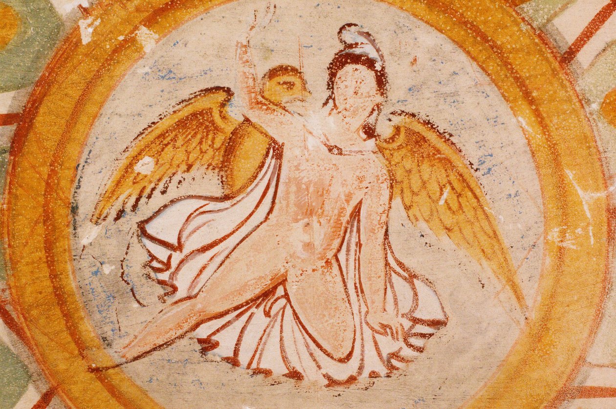 Syrien, Palmyra, Gravdalen, Hypogeum fresko af engel i tre brødres grav af Unbekannt Unbekannt