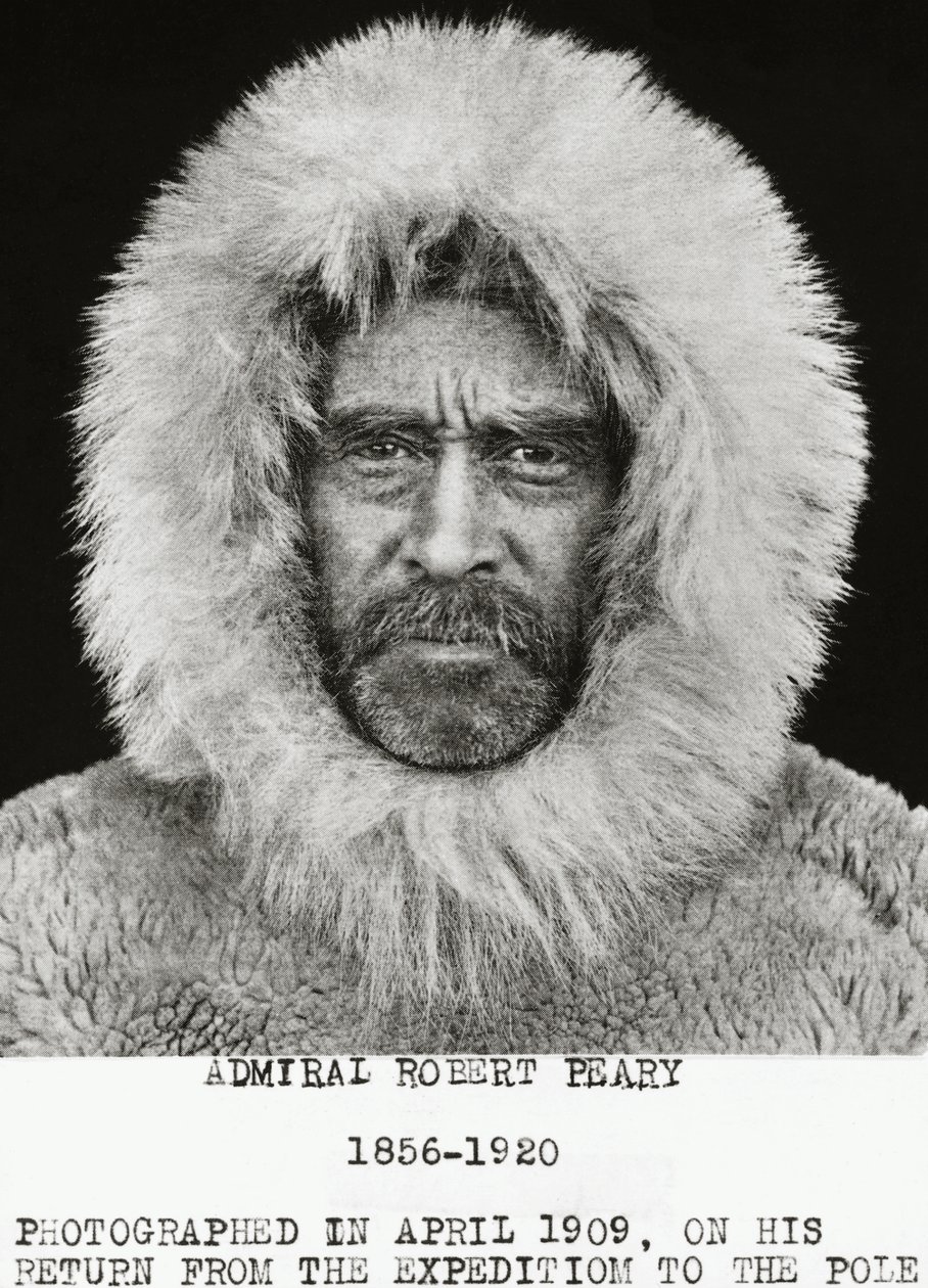 Den amerikanske opdagelsesrejsende Robert Edwin Peary (1856-1920) fotograferet i april 1909 på vej tilbage fra sin ekspedition til Nordpolen af Unbekannt Unbekannt