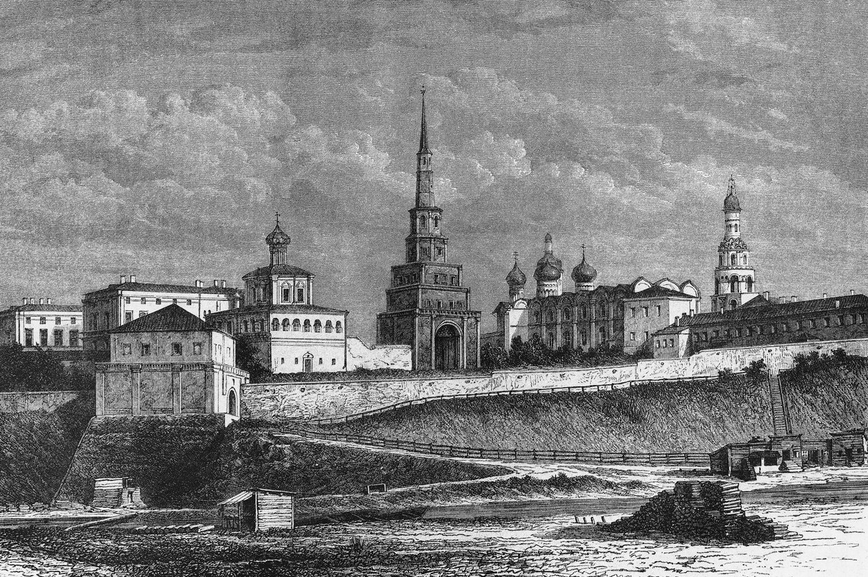 Kazan Kreml, tegning af de Bar fra fotografi, gravering, Rusland af Unbekannt Unbekannt