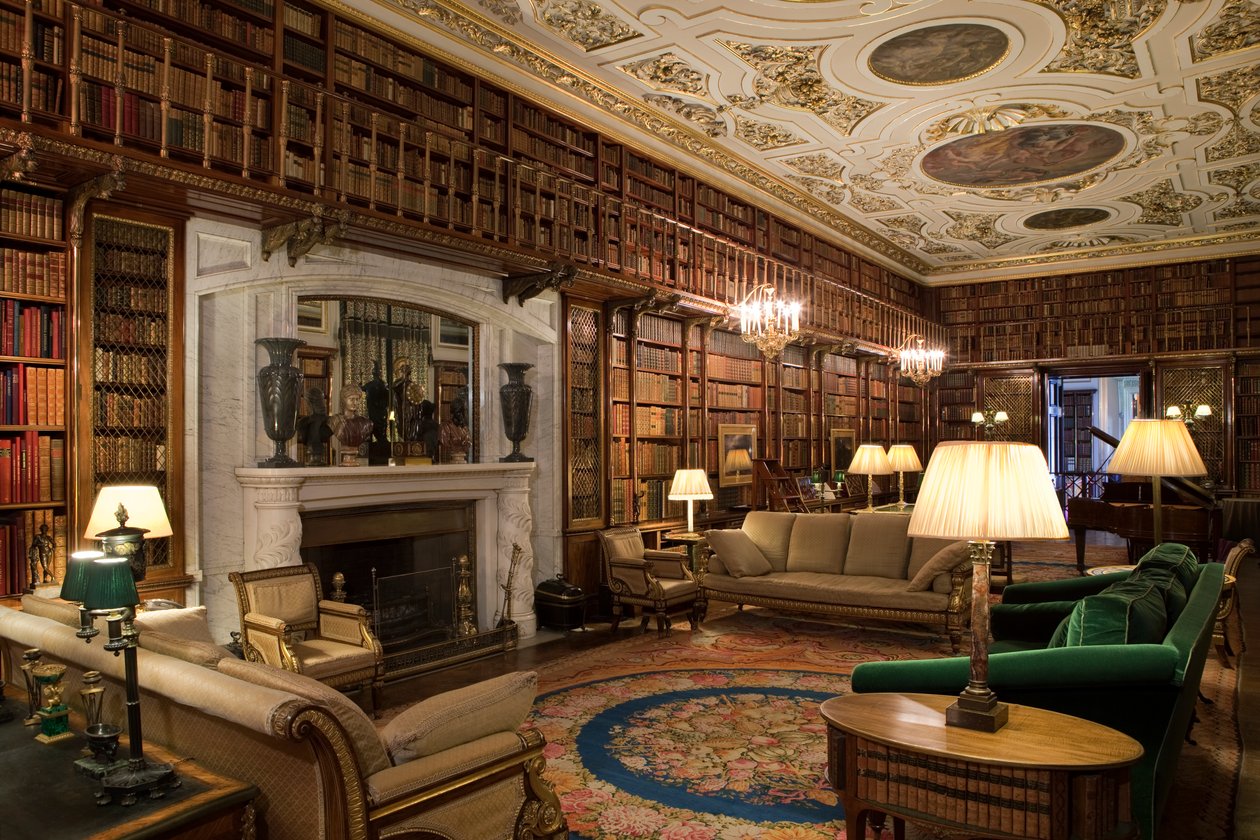 The Library, Chatsworth House, Derbyshire (foto) af Unbekannt Unbekannt