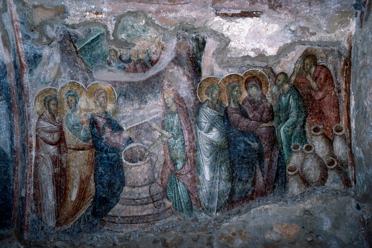 Brylluppet i Cana, fresko i Agia Sophia-kirken af Unbekannt Unbekannt