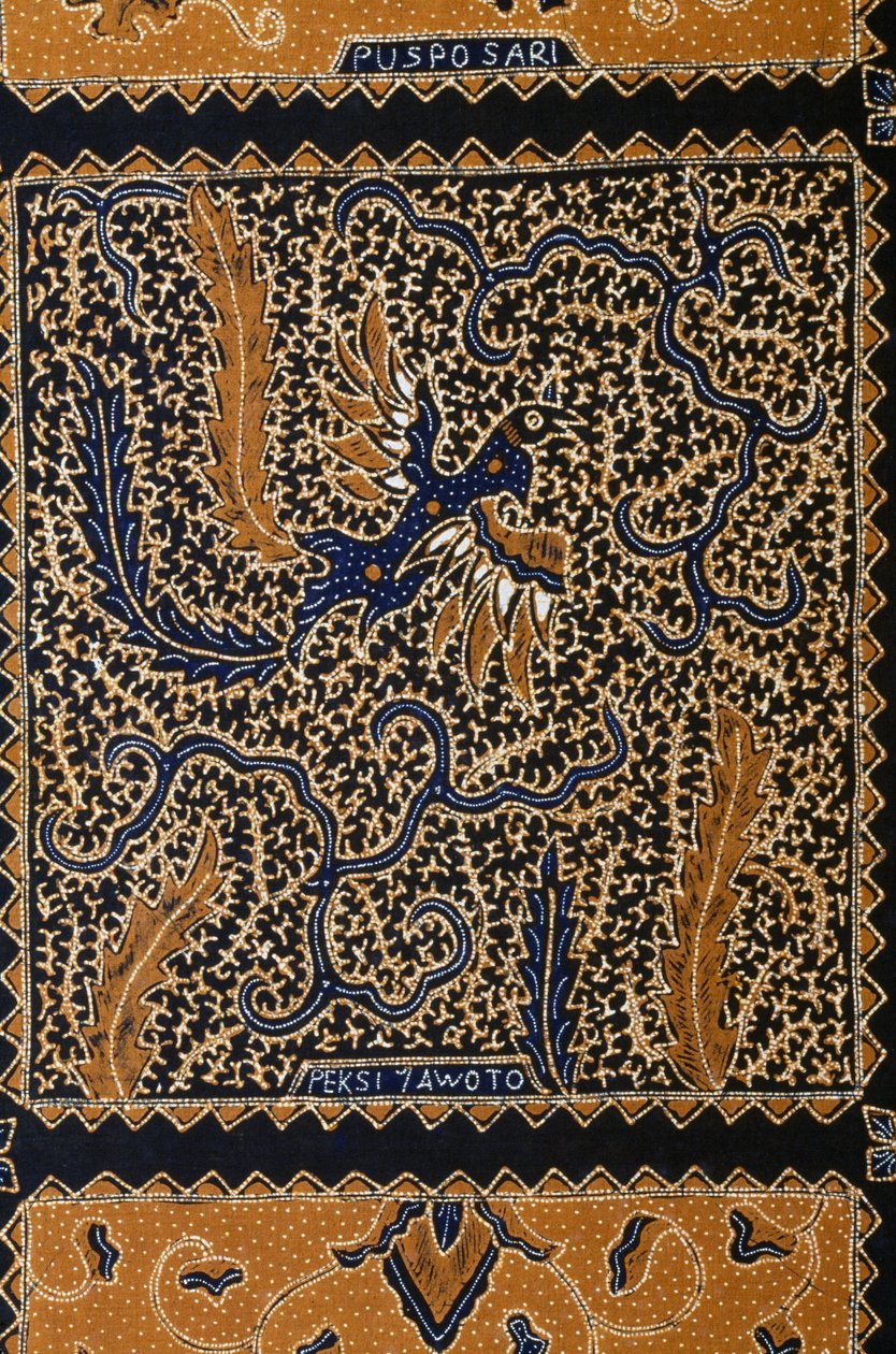 Traditionelt batikdesign kaldet peksi yawoto, Surakarta, Java, Indonesien, detaljer af Unbekannt Unbekannt