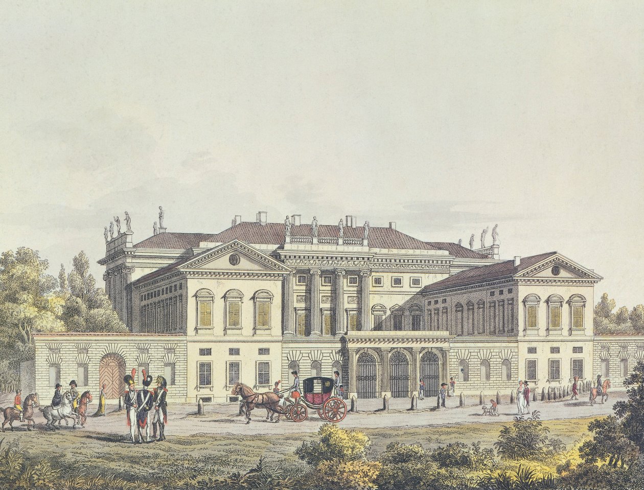 Udsigt over Villa Reale i de offentlige haver, Milano, Italien af Unbekannt Unbekannt