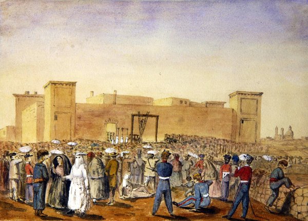Hængningsmatchen i Corradino-fængslet, Malta af Lieutenant Dudley Maryon Wilson