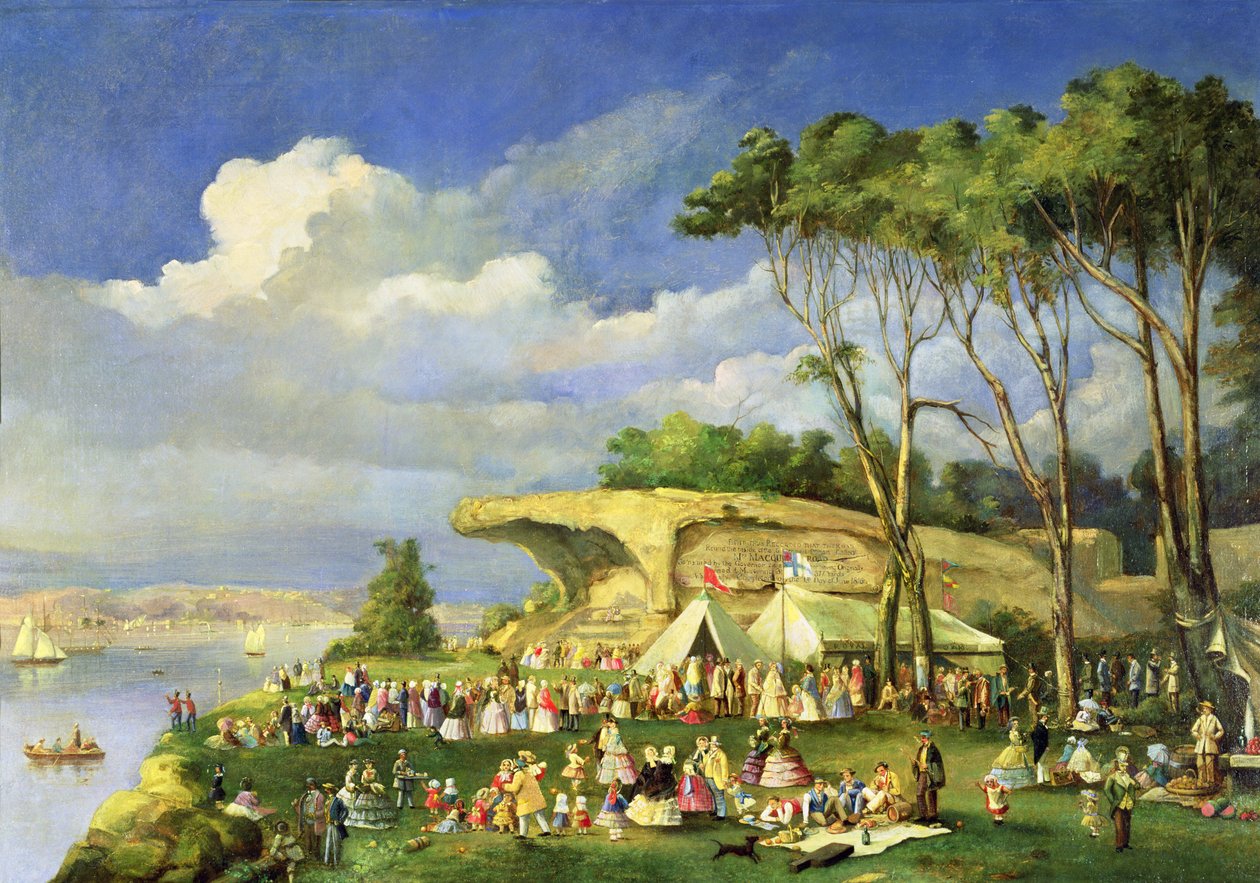 Picnic ved Mrs Macquaries Chair, 1855 af Lieutenant George Austin Woods