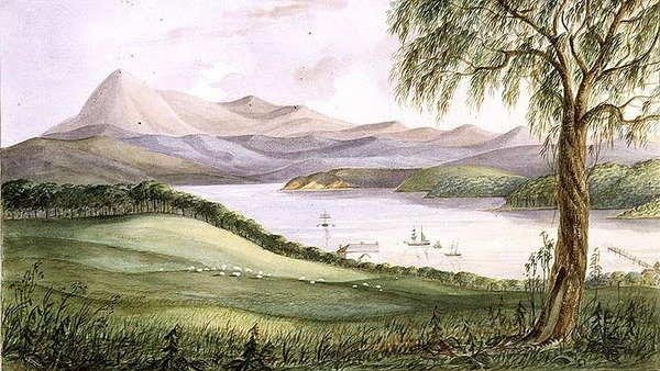 Twofold Bay, New South Wales, ca.1860 (akvarel) af Lieutenant George Austin Woods