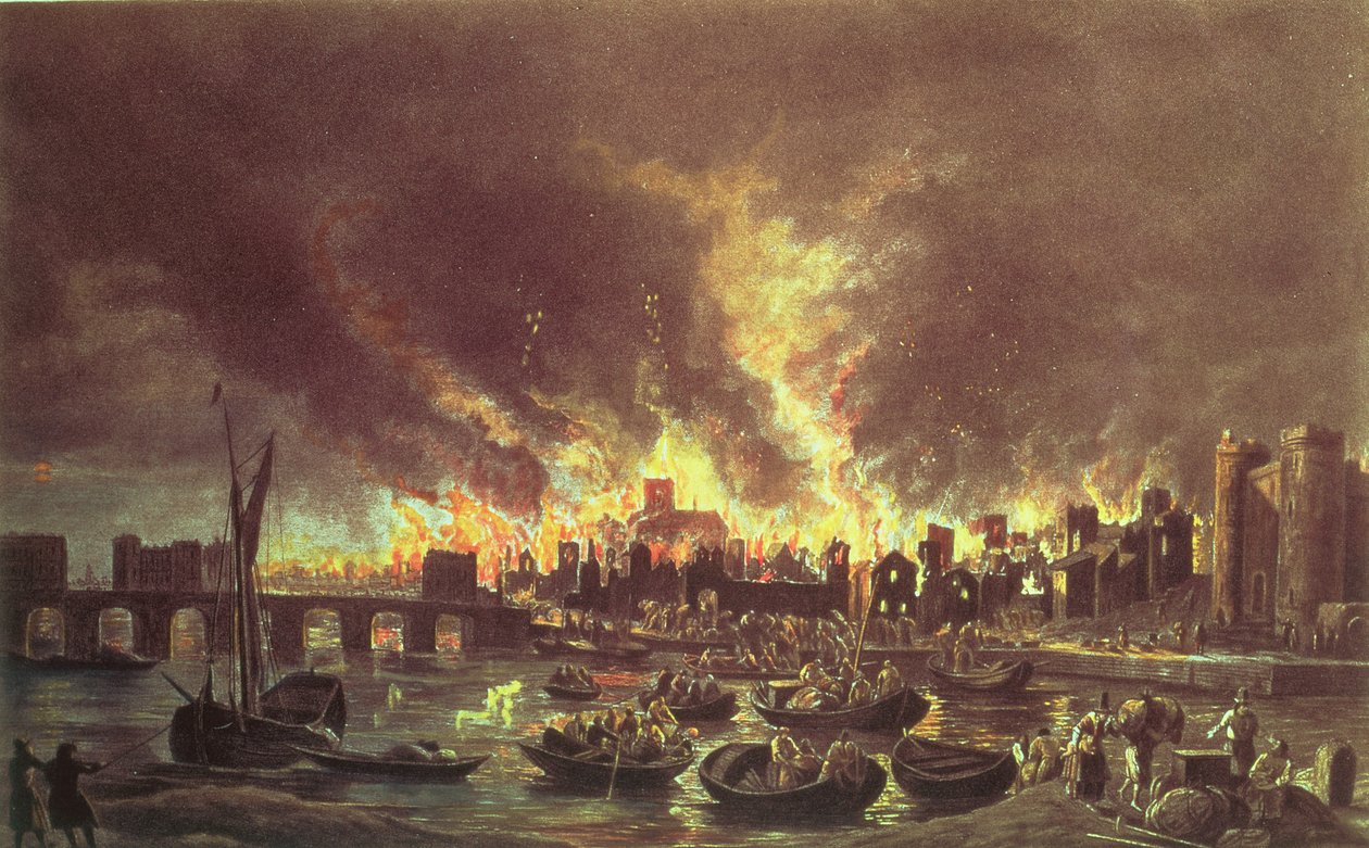 The Great Fire of London, 1666 (tryk) (se også 53641) af Lieve Verschuier