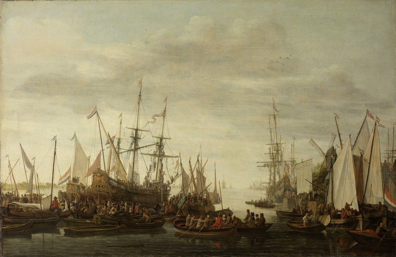 En kølhaling, ifølge den ikke-attesterede tradition, af skibslægen af admiral Jan van Nes af Lieve Pietersz. Verschuier