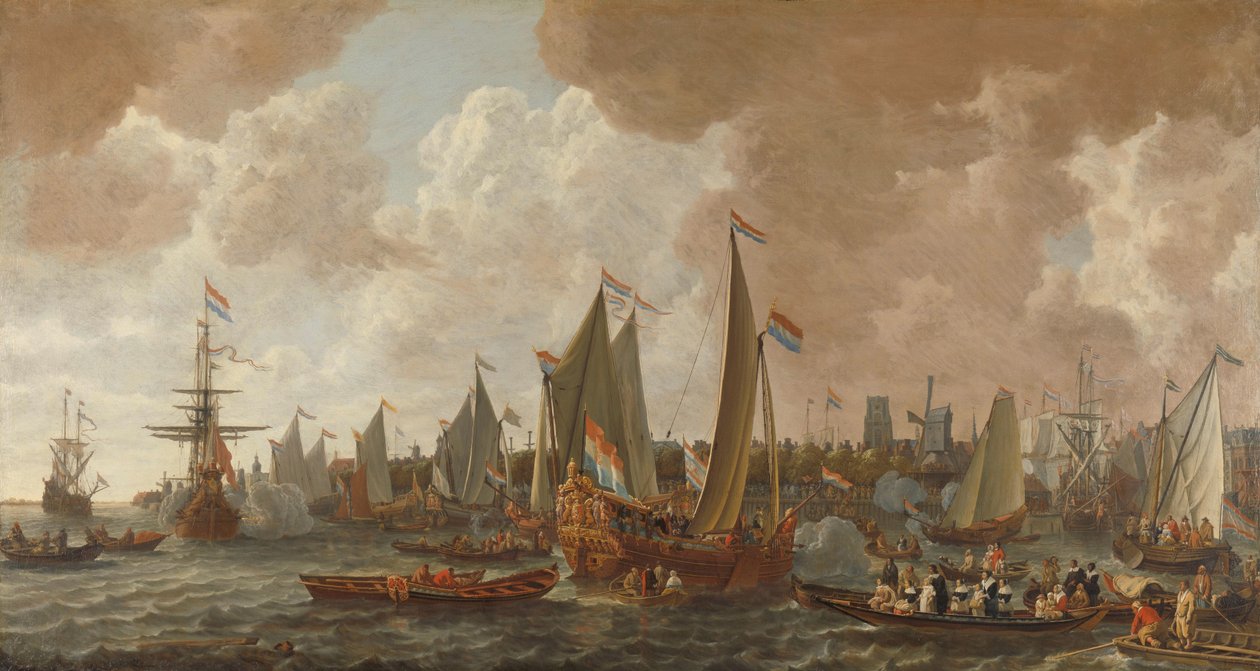 Ankomst af Charles II, konge af England, i Rotterdam, 24. maj 1660 af Lieve Pietersz. Verschuier