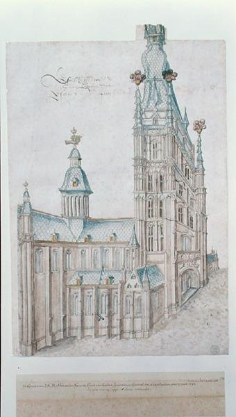 St. Bavo-katedralen (akvarel på papir) af Lieven van der Schelden