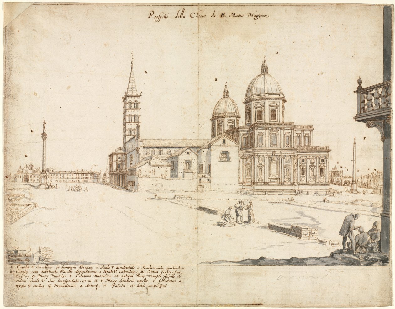 Atten udsigter over Rom: Basilikaen Santa Maria Maggiore, 1664. af Lievin Cruyl