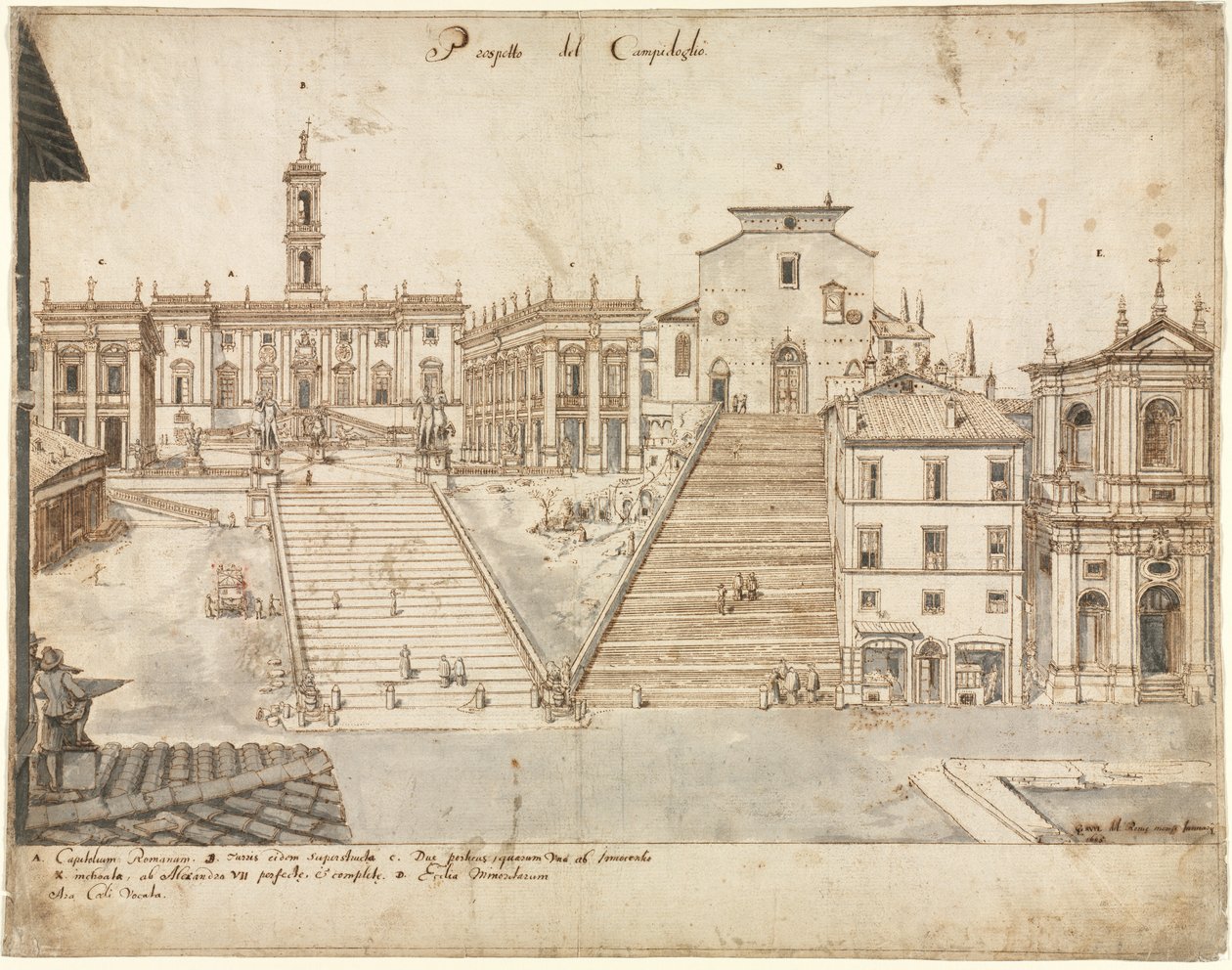 Atten udsigter over Rom: Campidoglio af Lievin Cruyl