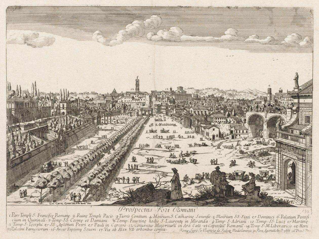 Foro Romano fra "View of the Landmarks of the City of Rome" af Lievin Cruyl