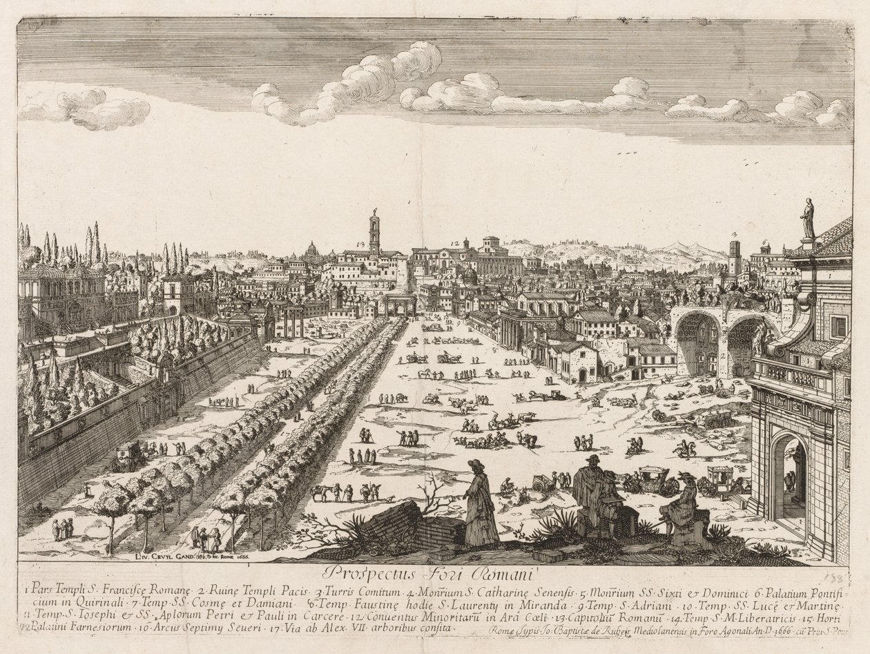 Forum Romanum fra prospekt, 1666 af Lievin Cruyl