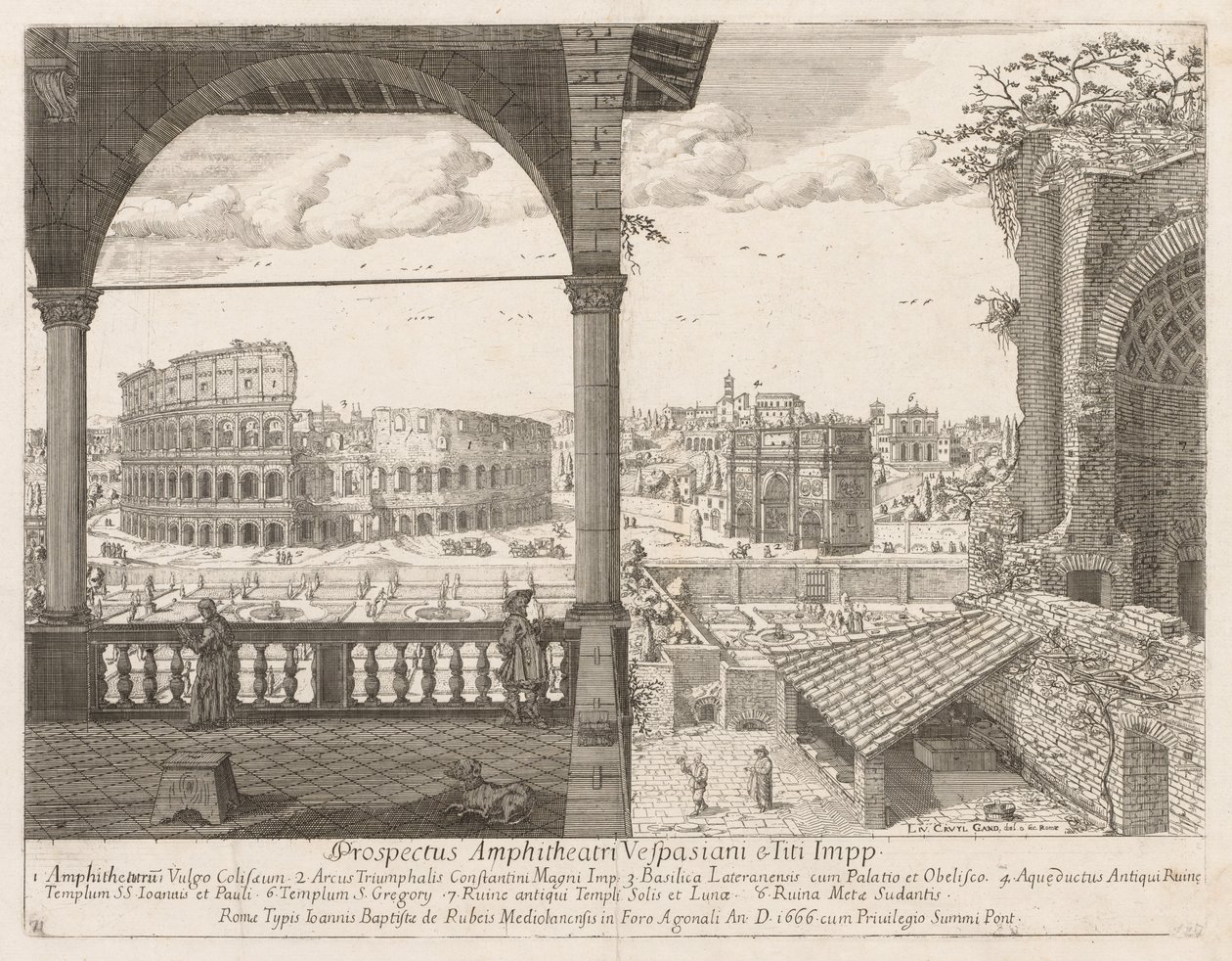 Colosseum of Arco di Costantino fra prospektet fra Locurum of the City of Rome, 1666. af Lievin Cruyl