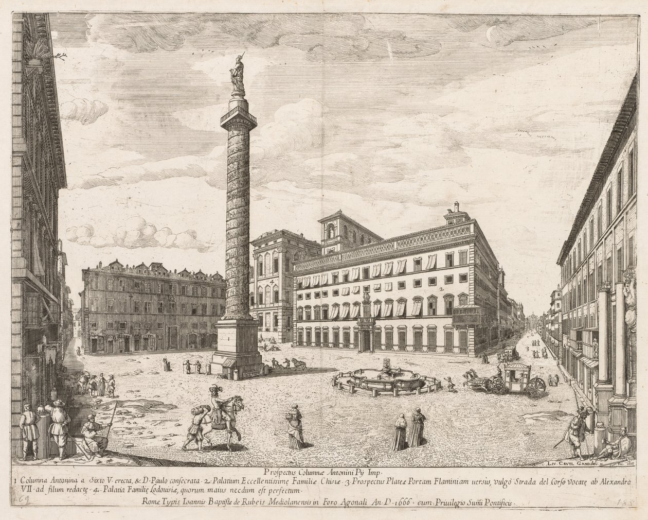 Piazza Colonna, 1666 af Lievin Cruyl