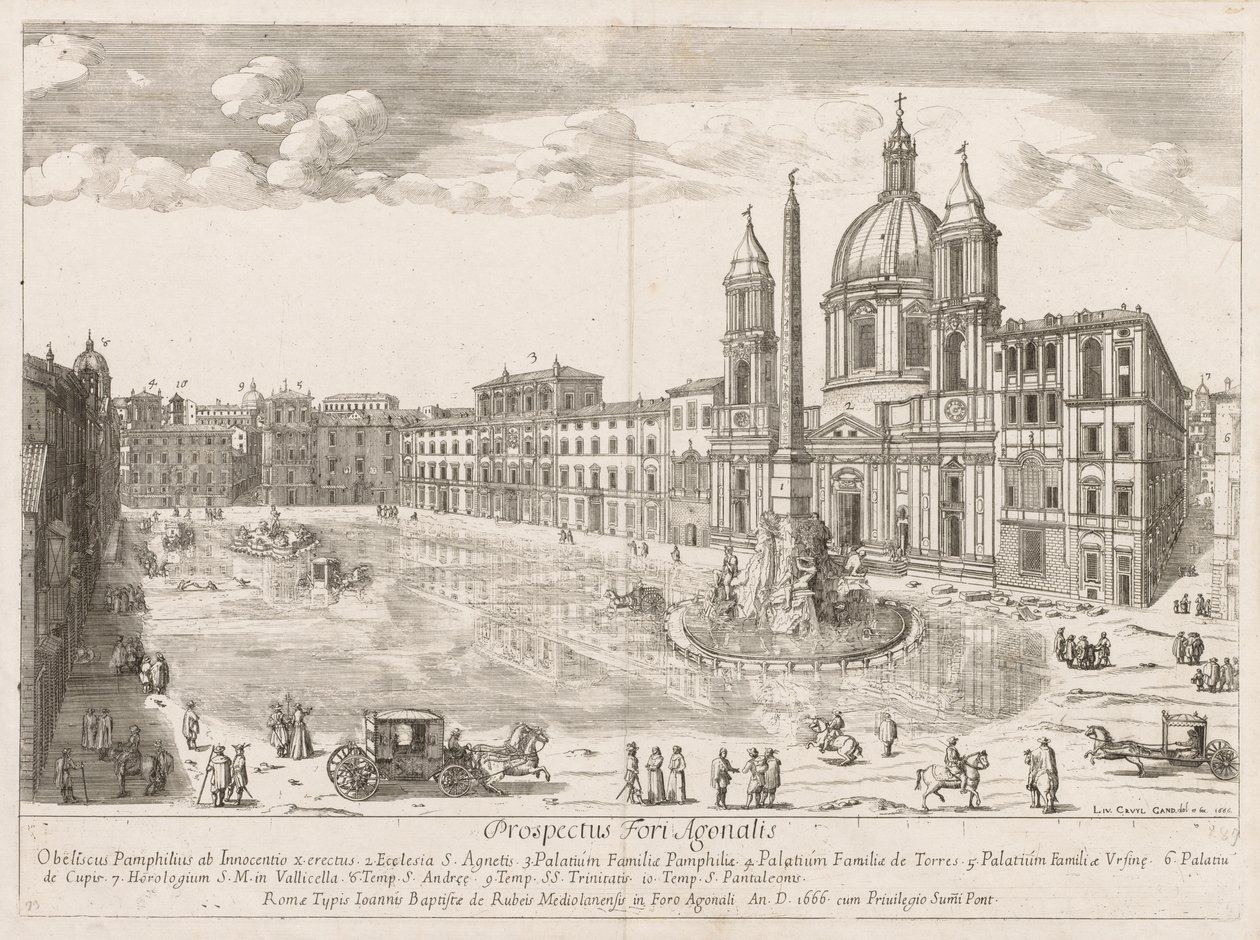 Piazza Navona fra "View of the Landmarks of the City of Rome" af Lievin Cruyl