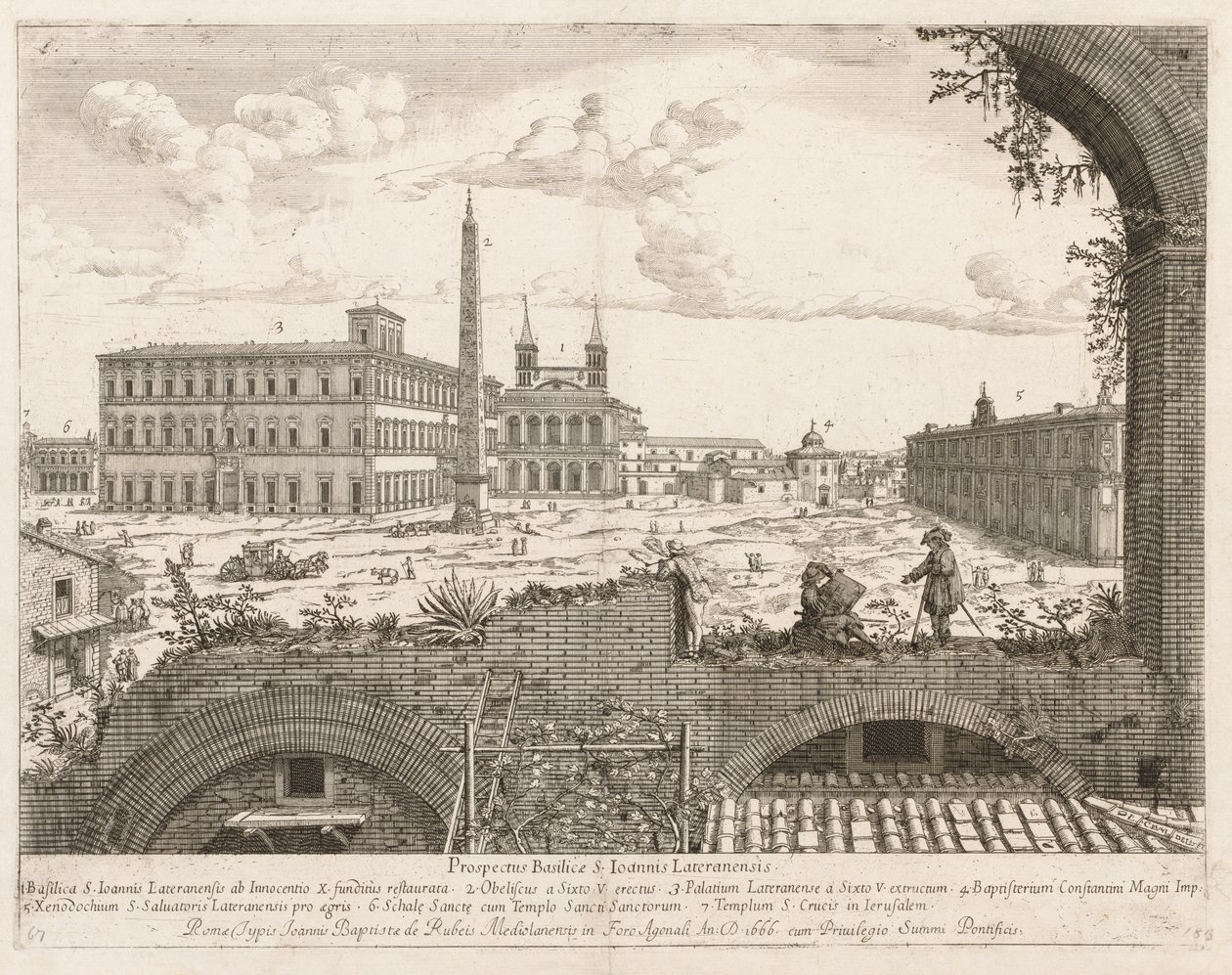 S. Giovanni in Laterano fra prospektet for byen Roms lokalkontor, 1666. af Lievin Cruyl