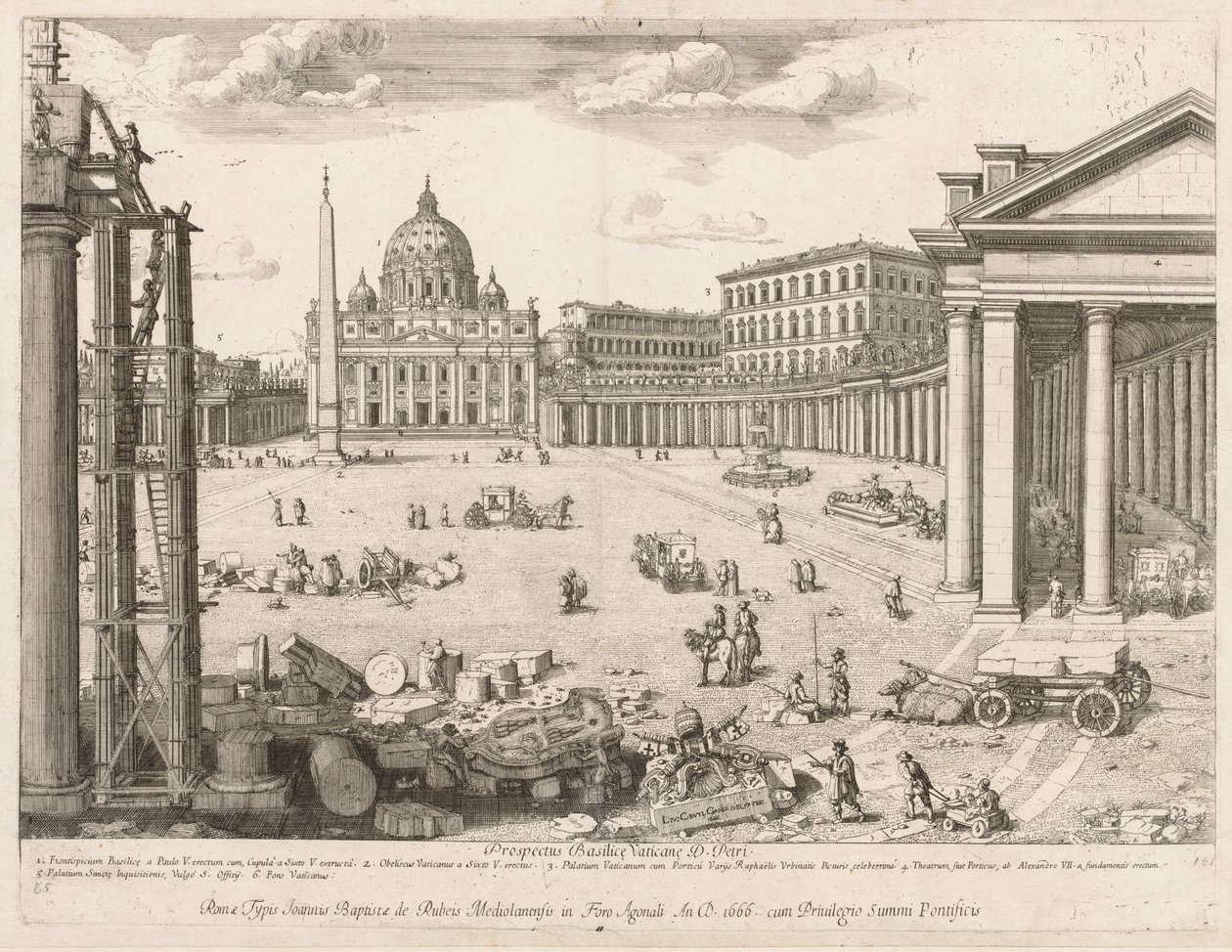 St Peterskirken fra prospektet i Lourum i Roms by, 1666. af Lievin Cruyl