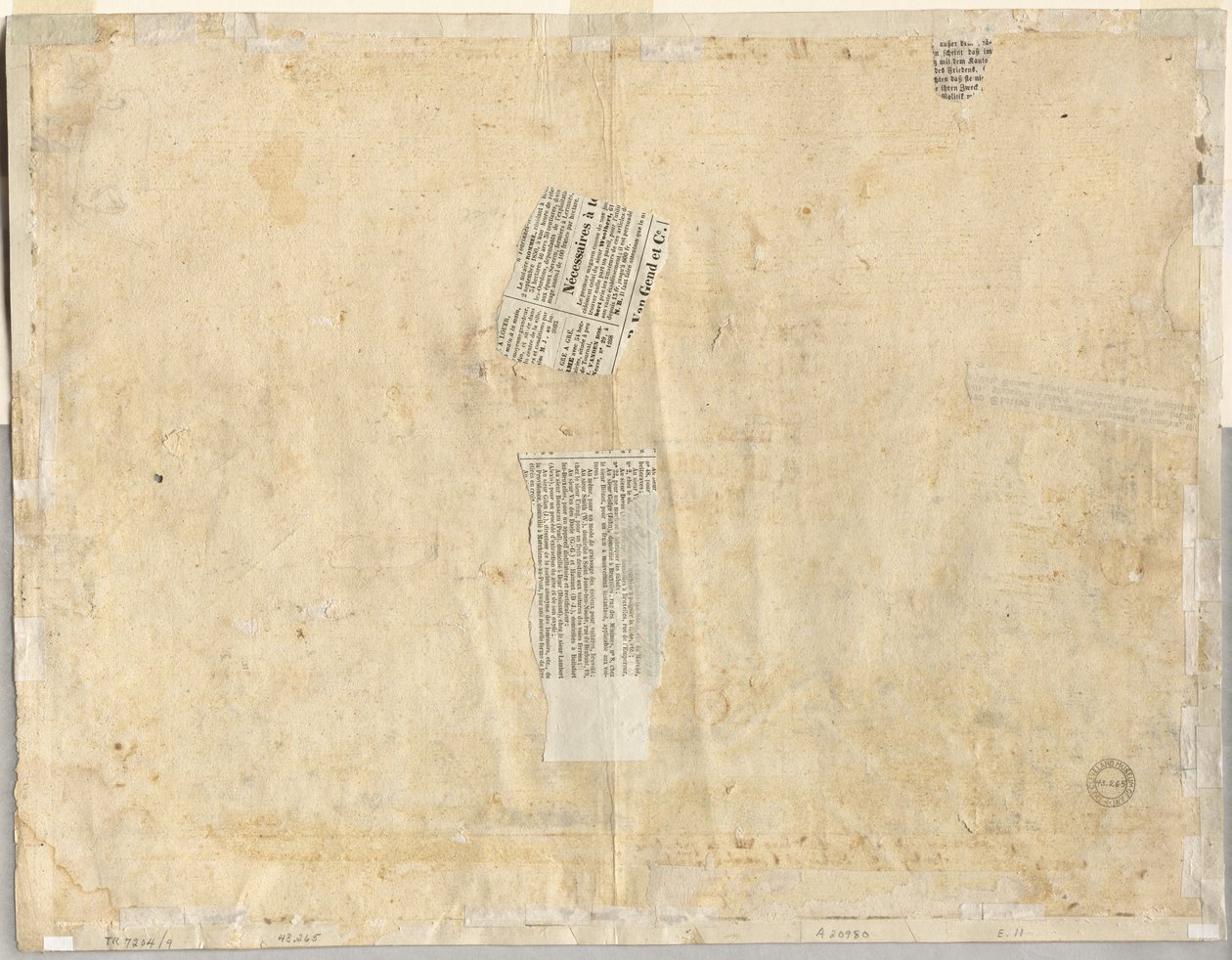 Sporing af en springvand fra Recto og skitser af to ansigter verso, 1665. af Lievin Cruyl