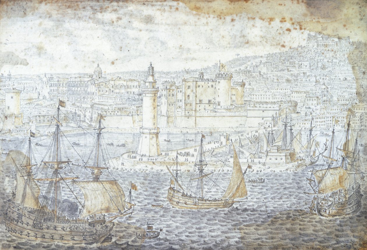 Udsigt over Napoli, af Lievin Cruyl (1640-1720), Italien af Lievin Cruyl