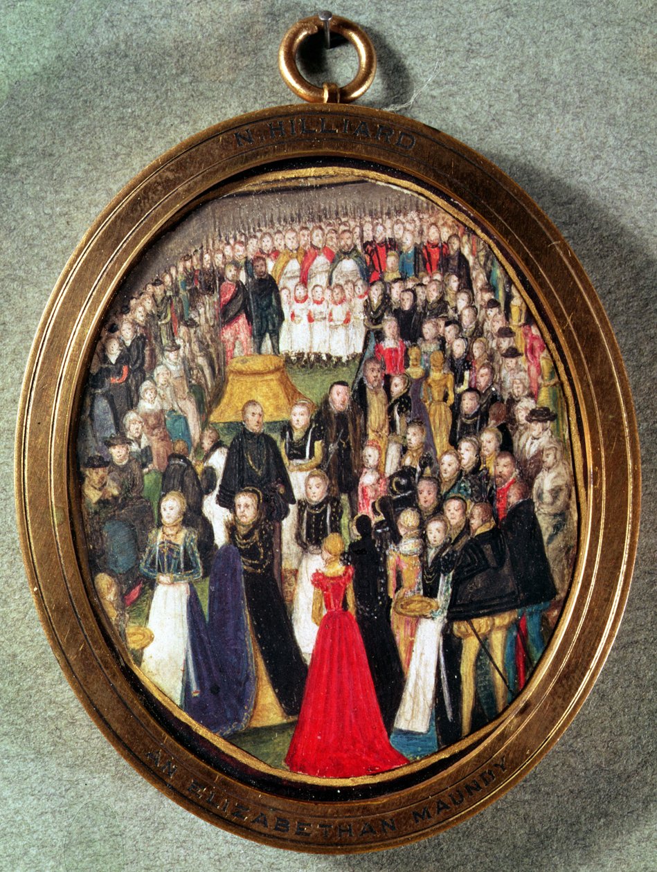 An Elizabethan Maundy Ceremoni, c.1560 (wc på vellum) af Lievine Teerlink