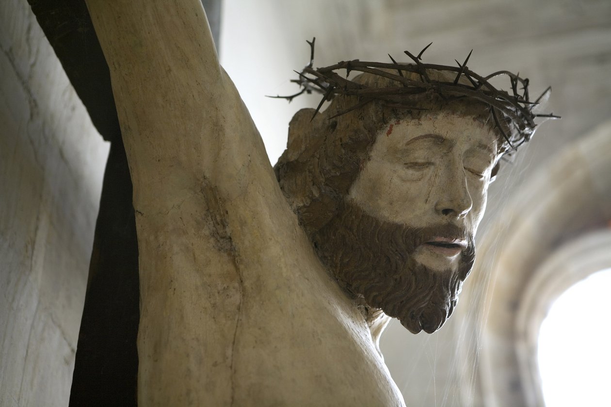 Kristus på korset, detalje (malet træ) af Ligier Richier