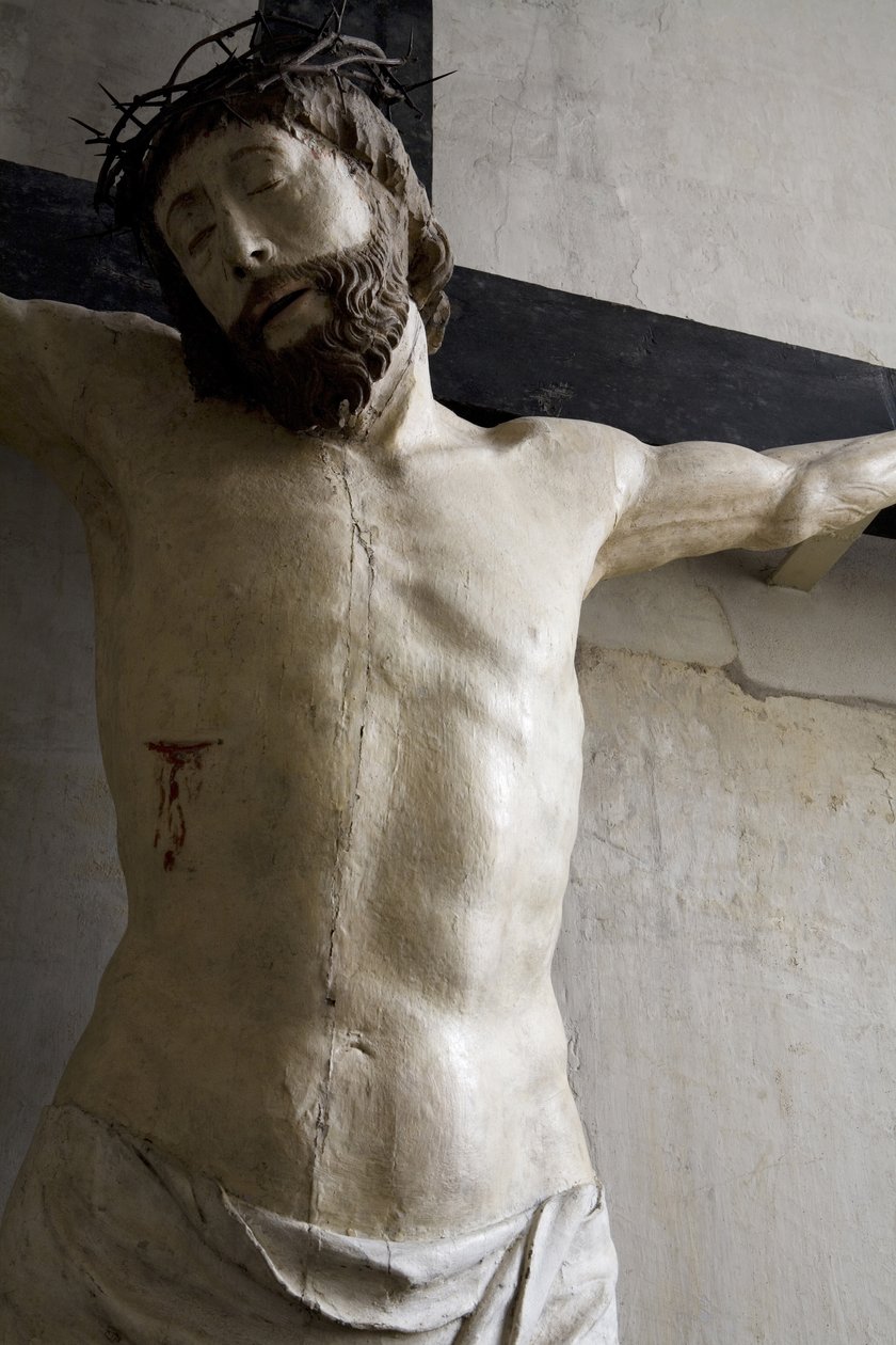 Kristus på korset, detalje (malet træ) af Ligier Richier