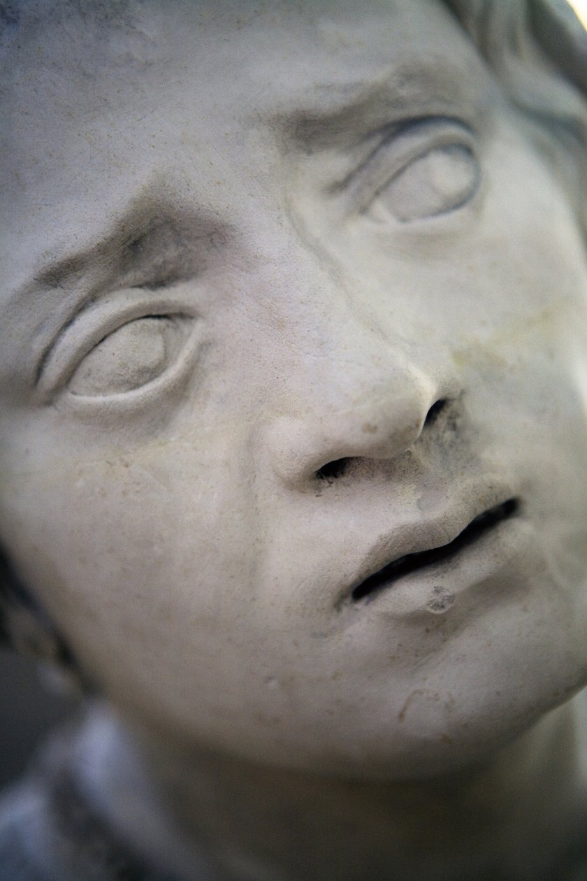Gravlæggelsen og Jomfruens besvimelse, detalje: hoved Marie Cleophe af Ligier Richier